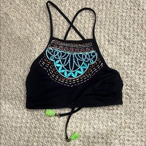 Gianni Bini Black and Blue Bikini with Mandala Design